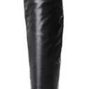 YING LAN Over the Knee High Boots for Women Sexy Zipper Pointed Toe High Heel Faux Leather Surgical Stretch Riding Thigh High Boots Black, Size: 7.5