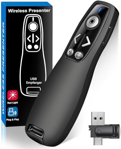 Presentation Clicker Wireless Presenter Remote for PowerPoint, Powerpoint Clicker with Volume Control PowerPoint Slide Advancer for Mac, Computer, Laptop-E600