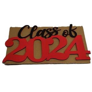 Class of 2024 Wooden Sign Graduation Decorations - Red 2024 Grad Photo Booth Prop & Party Decor
