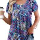 BETTE BOUTIK Womens Summer Tops Pleated Short Sleeve Tunic Tops Short Sleeve Blouses Shirts S-3XL (M)