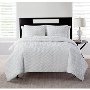 VCNY Home Ivory Quilt for King Size Bed – 3-Piece Bed Set, Lightweight Comforter Set Alternative, Bedspread Coverlet and Shams (Nina, Ivory Bedding)