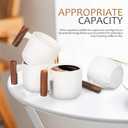 Kichvoe Porcelain Espresso Cups with Wooden Handle 2Oz Mini Coffee Mugs Set of 4 Small Ceramic Demitasse Cups for Tea and Hot Drinks Microwave and Dishwasher Safe