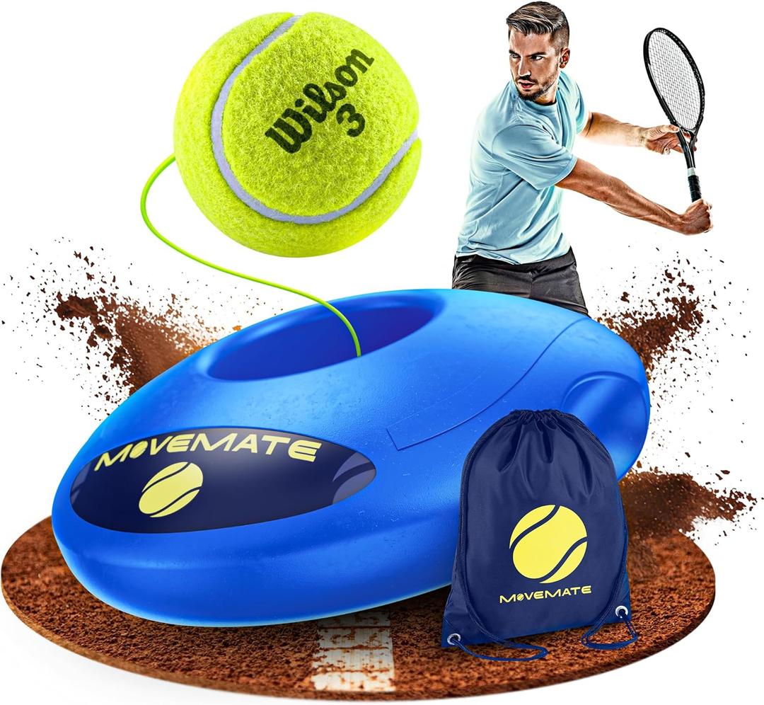 MOVEMATE Tennis-Trainer Set with Wilson Tennis Ball | Innovative Ball Game for Outdoors, in The Garden, in The Park for Children & Adults | Incl. Transport Bag & Exercise Videos