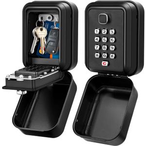HUANLANG Lock Box for Keys with Code, Waterproof Key Boxs Wall Mount 12-Digit Keypad Locks Box for House Key, Realtors, Garage Spare Keys (Black)