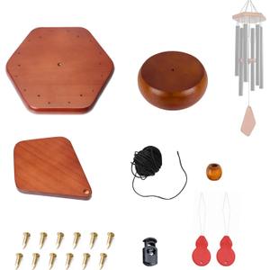 Wind Chime Parts Replacement, 20 PCS Wind Chime Repair Kit Including Hexagon Top, Clapper, Wind Catcher, 16.4FT Nylon Cord, Brass Pin, Wind Chime Supplies for DIY Wind Chimes Making and Restring