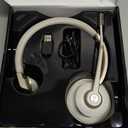 Wireless Headset, Bluetooth Headphones with Microphone Noise Canceling & USB Dongle, Trucker Bluetooth Headset with Mic Mute for Cell Phone Computer Work Office Meetings Teams Skype Call (Champagne Gold & White)