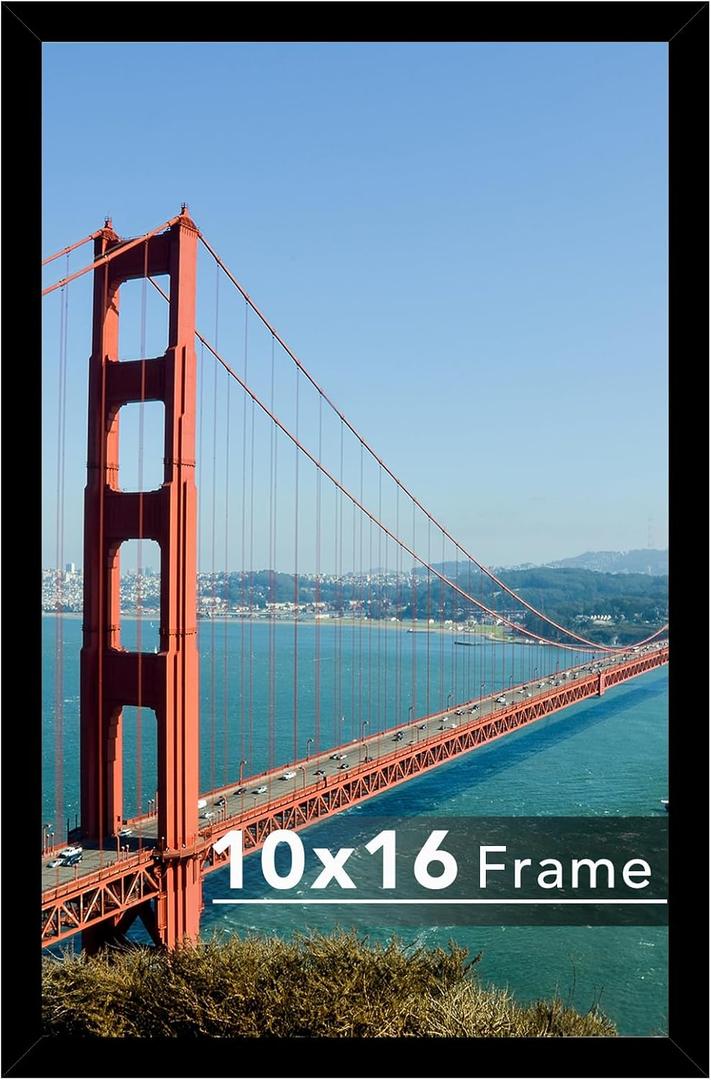 10x16 Picture Frame Black for Wall Hanging, 10 x 16 Frame, Wall Gallery Photo Frame with Shatter Resistant Plexiglas, Black