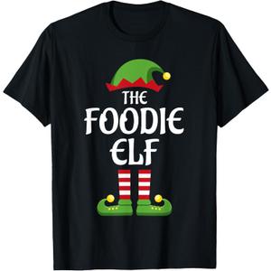 Foodie Elf Family Matching Group Christmas T-Shirt, Size 100, Black 