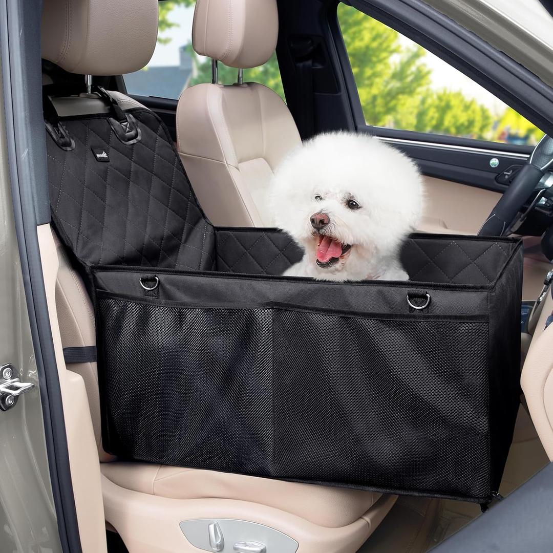Pecute Extra Stable Dog Car Seat, Dog Car Seats for Small Dogs, Anti-Scratch&Waterproof Puppy Car Seat, Pet Car Seat with Safety Leash for Dogs and Cats, Dog Travel Bed Suitable for All Vehicles