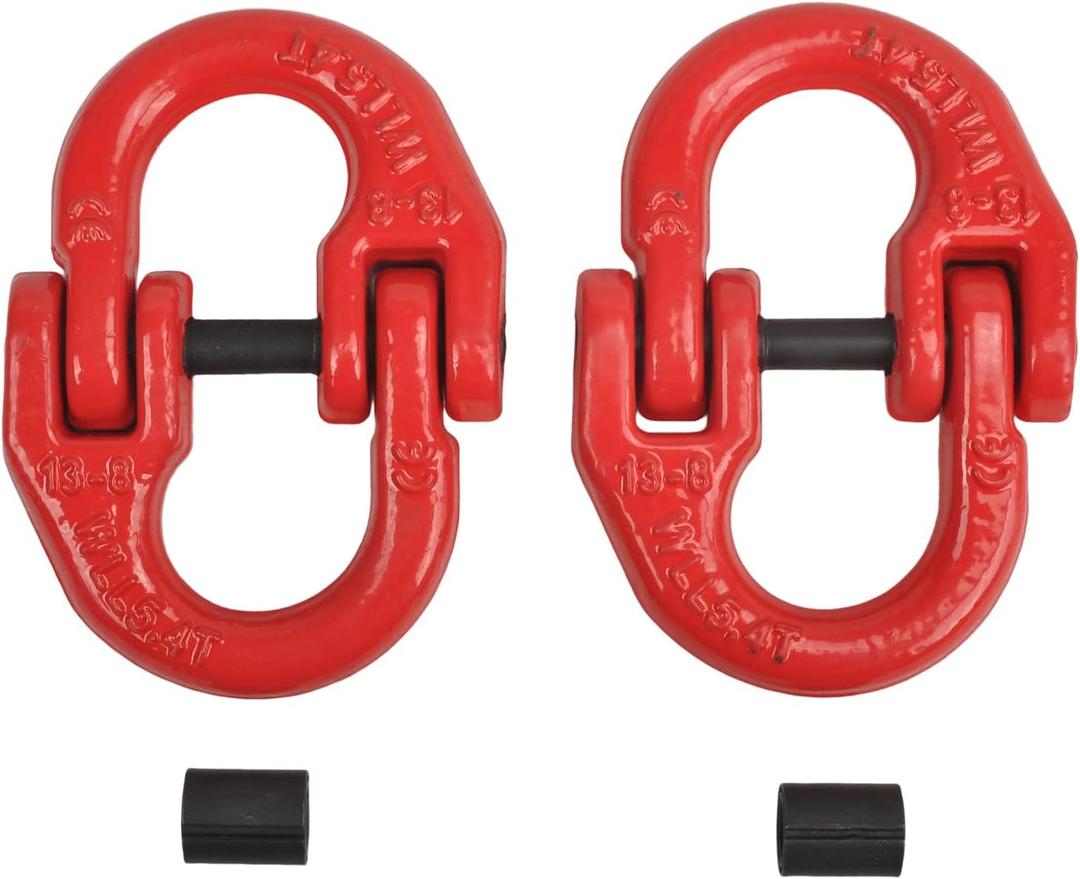 1/2" Grade 80 Alloy Steel Hammerlock Coupling Link, Tow Hitch Hammer Lock Safety Trailer Chain Adapter Connector Link for Heavy Super Duty Truck Chain Hitch, 12000 Lbs Work Load Limit - Red