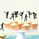 2 x Ercadio 24 PCS Roller Skate Cake Topper Girl in Roller Skating Cake Toppers Retro Hip Hop Theme Party Cake Decoration for Boys or Girls 80s 90s Skating Theme Party Decorations Black