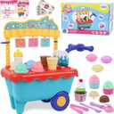 Gifts2U Ice Cream Cart Toys for Kids,45 Pcs Ice Cream Play Set,Pretend Play Store with Storage Trolley,Food Toys,Play Ice Cream Shop Toy,Gift for Boys Girls 3 4 5 6 Years Old