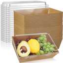 ReliThick 50 Pack 8 x 6 Charcuterie Boxes with Clear Lids Large Individual to Go Food Containers Disposable Ppaer Boards Take out Bakery Boxes Bulk for Party Salad Sandwich Cookies Desserts(Kraft)