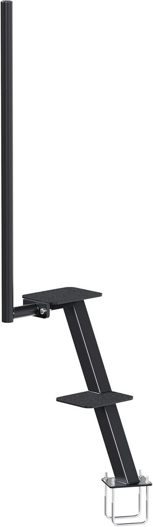 HECASA Boat Trailer Steps W/Handle Fit 3.5" or 3" Wide and 5" Tall Trailer Tongue Fit for Most All Boats Universal Adjustable Boarding Steps for The Tongue Black Steel Powder Coated 2 Steps
