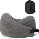 JSELF Travel Pillow, Memory Foam Travel Neck Pillow for Airplanes, Double Support to The Neck, Head, and Chin, 360º Ergonomic Design Full Neck Surround Pillow for Office, Airplanes & Car (Dark Gray)
