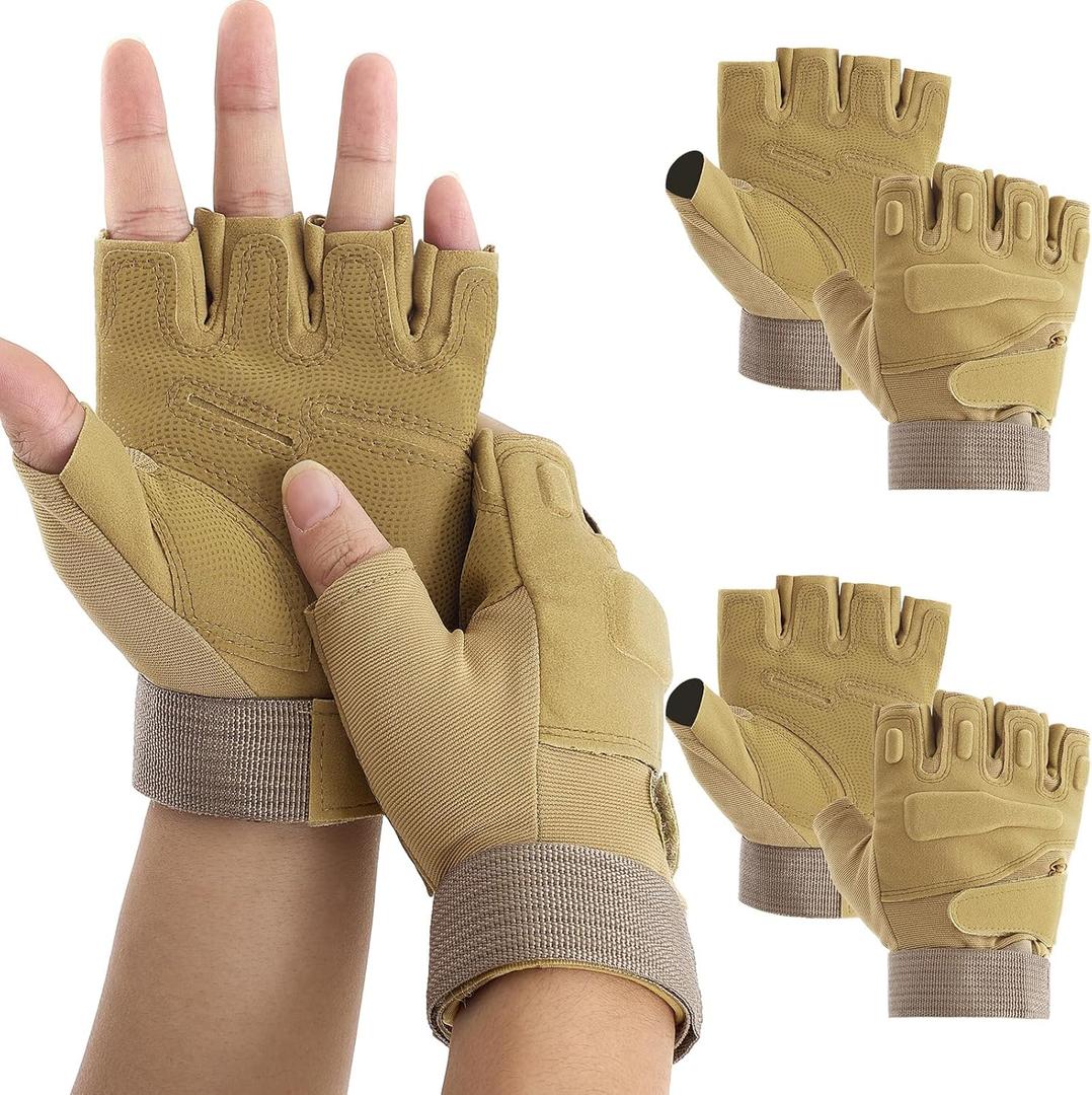 2 Pairs Director's Showcase Color Guard Gloves Fingerless Colorguard Gloves for Color Guard Flag Pole and Sports (Tan)