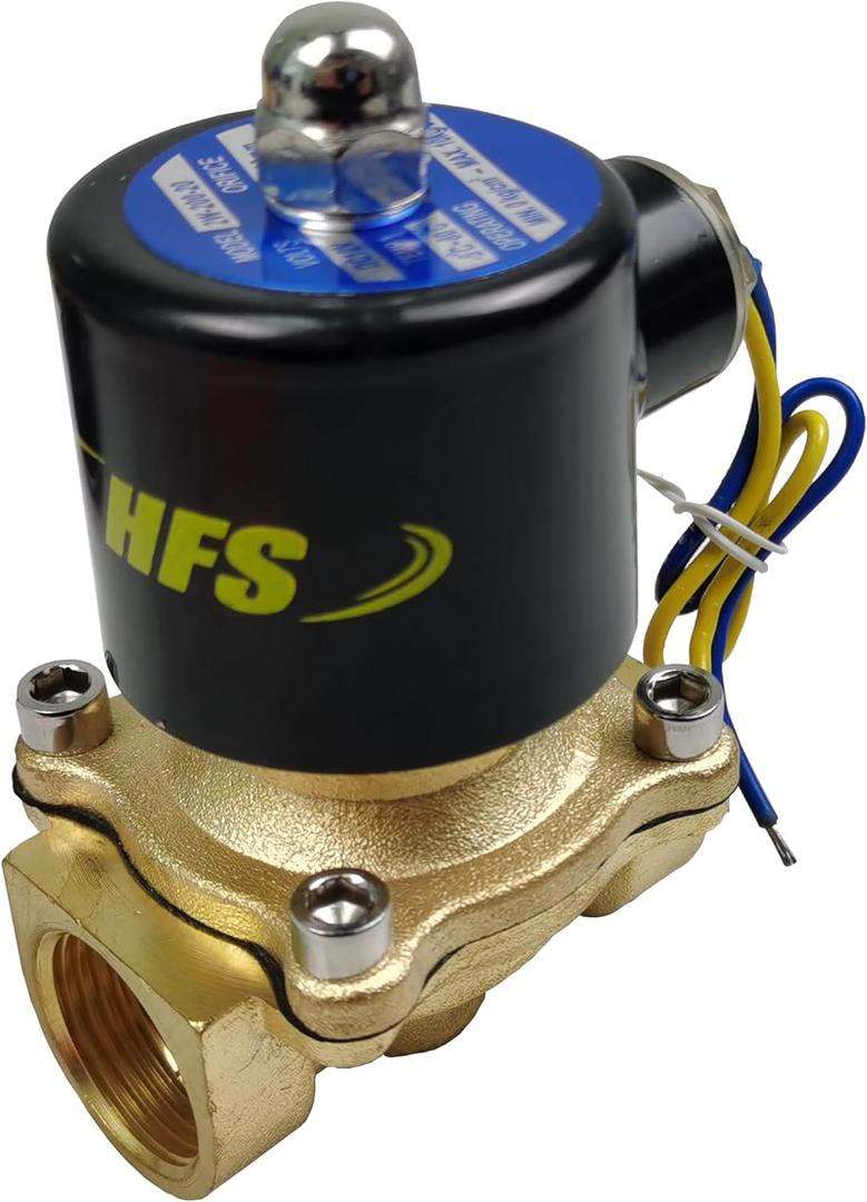 HFS(R) Electric Solenoid Valve Copper Normally Closed for Water Air Gas (12V DC 3/4IN NPT)