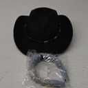 Womens Western Cowboy Hats Studded Pinched Western Cowgirl Hats Wide Brim Fedoras Hat with Belt Buckle (Size:Medium) (Black)