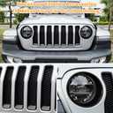 Front Grille Mesh Inserts & Headlight Cover for Jeep Wrangler JL JLU Sport & Sport S Only 2018-2023 Exterior Accessories Clip-in Grille Guard Cover Headlight Bezels Trim Ring (Black 9PCS)