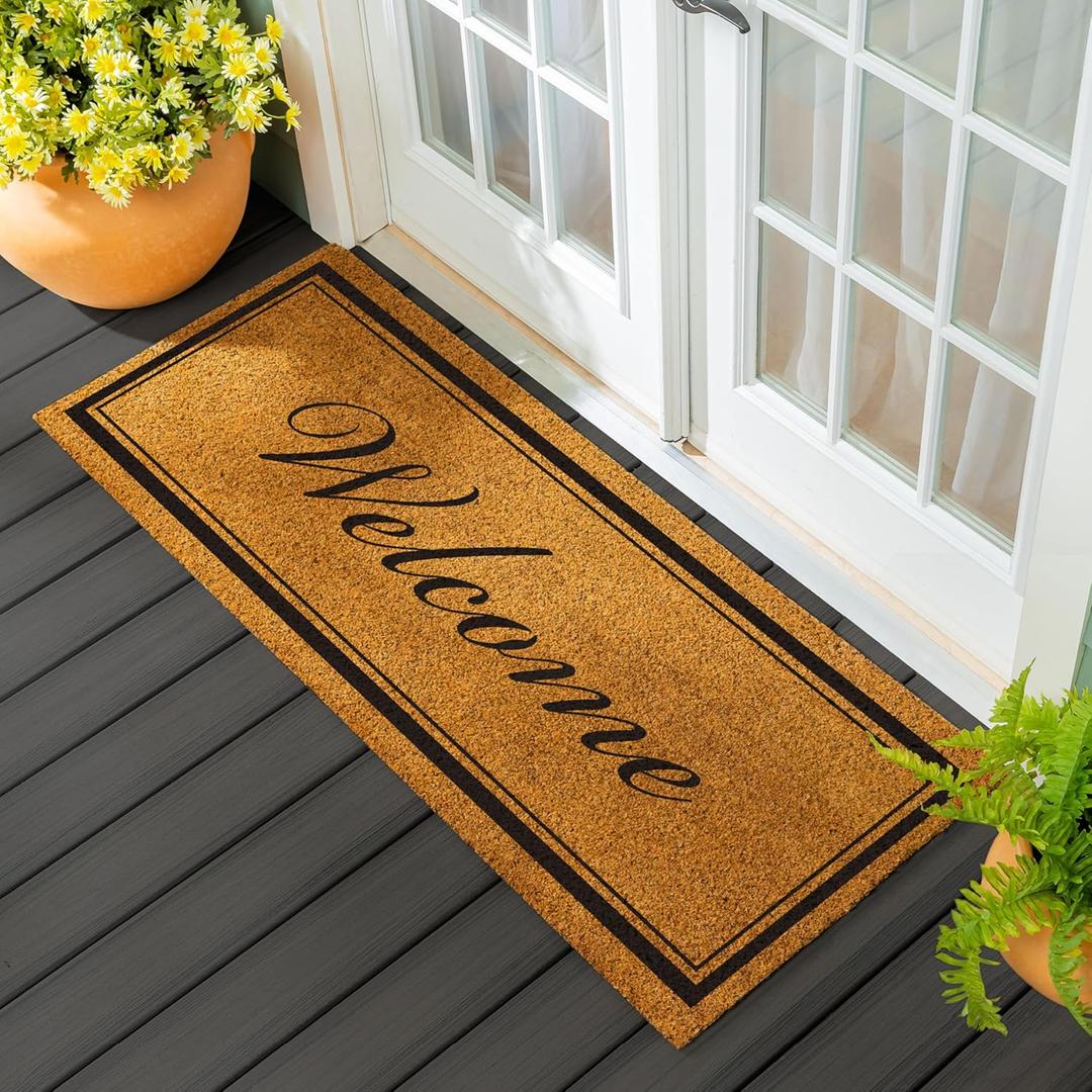 Evergreen Extra Large Coir Doormat, 2'x5' Large Front Door Mat for Double Doors, Outdoor Indoor Entrance Rug, Non-Slip Welcome Mat for Porch Patio, Housewarming Gift
