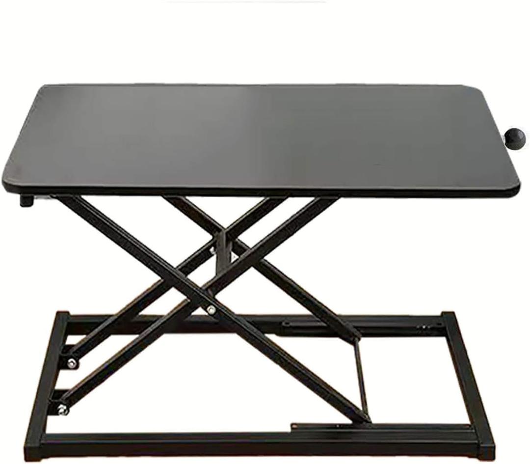 Standing Desk Converter Height Adjustable,Keyboard Riser for Stand Up Desk Riser, Easy Lift Height Converter Computer Workstations Home Office Study Room Portable Small Table Black Size 23.6 Inch D