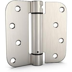 goldenwarm Pack of 2 4 inch Door Hinges Satin Nickel Self-Closing Spring Door Hinges - Heavy-Duty Spring Hinges for Interior and Exterior Doors, 5/8" Radius Corners