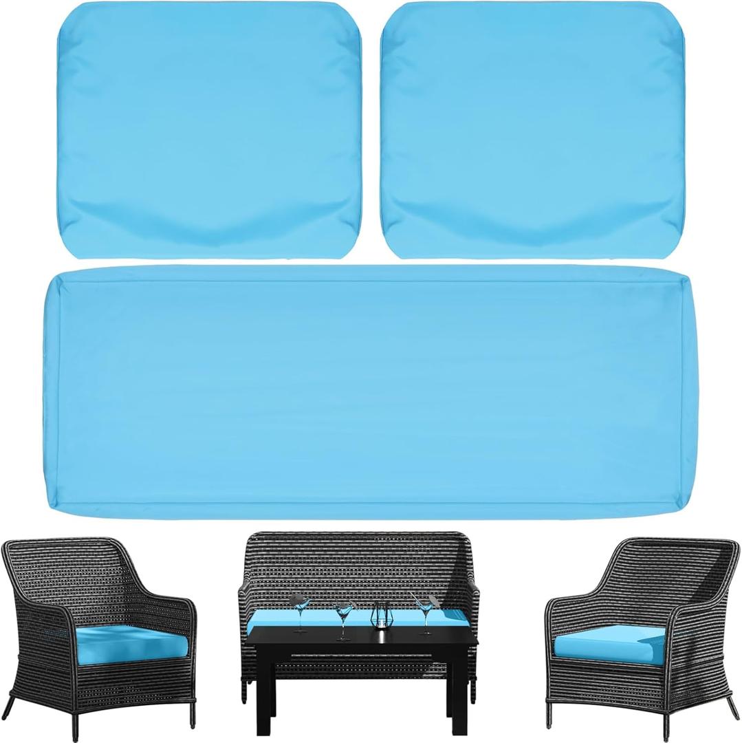 3 Pack Outdoor Patio Seat Cushions Replacement Covers Fit for 4 Pieces 4-Seater Wicker Rattan Patio Conversation Set Loveseat Chair Couch (36*18-1PC+36*18-2PC, Lake Blue) 3 Pack Outdoor Patio Seat Cushions Replacement Covers Fit for 4 Pieces 4-Seater Wicker Rattan Patio Conversation Set Loveseat Chair Couch (36*18-1PC+36*18-2PC, Lake Blue)