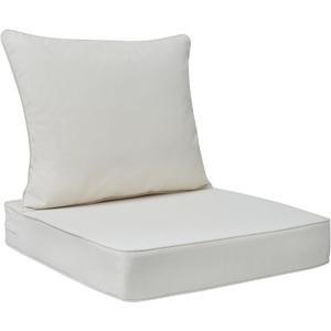 FUNHOME Outdoor Seat Cushion Set 24 x 24 x 4 Inch,Water Resistant Outdoor Chair Cushions for Patio Furniture,Thick Deep Seating Pads for Outside Chair Sofa Couch, Cream Beige