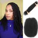 Afro Kinkys Bulk Human Hair,50g,braiding Human hair for Twist, Repaid Locs, Dreadlocks,Afro Kinky Bulk Human hair Extension for black women(18",1pack,black)