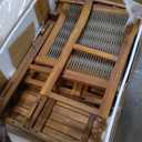 Burchett Outdoor 3 Seater Sofa with Cushions - Acacia Wood and Round Wicker - Teak/Mixed Brown/Beige