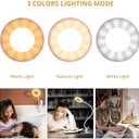 Woputne Desk Clip on Lamp for Reading Home Office, with 5V 2A Adapter, 10 Dimmable Brightness 3 Modes, Clamp Reading Light for Bed Headboard, Craft (White)