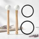Nuanchu 4 Pcs Crystal Singing Bowl Mallet Bowl Striker and O Ring Set, Include 2 Rubber Head Wood Handle Mallet with 2 Rubber O Rings for Playing Crystal Singing Tool Buddhist Meditation Yoga