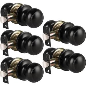 KNOBWELL 4 Pack Matte Black Passage Door Knobs for Hallway or Closet, Keyless Interior Non-Locking Door Knobs KNOBWELL 4 Pack Matte Black Passage Door Knobs for Hallway or Closet, Keyless Interior Non-Locking Door Knobs