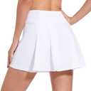M MOTEEPI 16" Tennis Skirts for Women Pleated Golf Athletic Skorts Skirts with Shorts Pockets Running Pickleball Summer (X-Large, White)