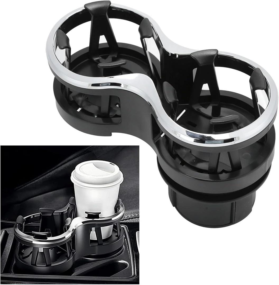 Car Cup Holder Expander 2-in-1 Drink Holder Extender Dual Cupholder Expander Organizer for 12-16oz Cups Cans Milk Ashtray