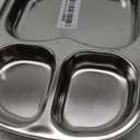 Korean Stainless Steel Divided Plates, Kids Toddlers Babies Tray, BPA Free, Diet Food Control, Camping Dishes, Compact Serving Platter, Dinner Snack, 3 Compartment Plate Silver, Set of 2