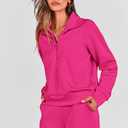 PRETTYGARDEN Women's 2 Piece Tracksuit Outfits Long Sleeve Half Zip Sweatshirt Sweatpants Lounge Set Sweatsuits (Rose Red,Medium)
