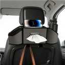 Car Backseat Organizer, 7-in-1 Auto Seat Back Drink Cup Holder Organizer with Tissue Box & Hooks, Multifunctional Vehicle Headrest Storage Box for Hold Phone Snacks Drinks (Gray)