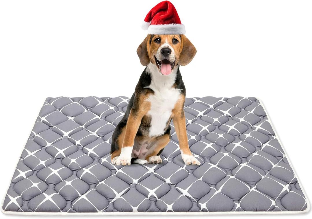 Bubble bear Dog Crate Mat - Ultra Soft, Washable & Anti-Slip Kennel Pad for Small/Medium/Large Dogs, Dark-Hued to Hide Stains (36"x23") (Gray)