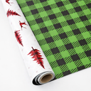Linelglobal Christmas Wrapping Paper Long Roll Vantage Christmas Tree, Reversible Roll Two Side Wrapping Paper 30x390 Inch - Deer Plaid
