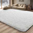 Merelax Soft Modern Indoor Large Shaggy Rug for Bedroom Livingroom Dorm Kids Room Home Decorative, Non-Slip Plush Fluffy Furry Fur Area Rugs Comfy Nursery Accent Floor Carpet 5x8 Feet, Ivory