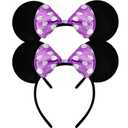MADO 2 pack mouse ears headbands for adults women little girls boys (bright purple, onesize)