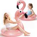 2PCS Flamingo Inflatable Pool Floats Adult Kids, Glitters Translucent Inflatable Pool Float for Kids Ages 6+, Fun Beach Floaties Summer Water Party Supplies2 Size