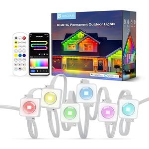 Permanent Outdoor Lights,120ft 80LEDs Permanent Outdoor Lighting,RGB+IC Smart Eaves Lights IP67 Waterproof for Halloween, Christmas, Holiday, Party, Compatible with Alexa, Google