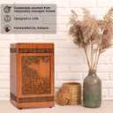 Deer Carving Wood Urns for Human Ashes Adult Man - 250 Cubic Inch Cremation Urn Box for Ashes Adult Male, Funeral Memorial Decorative Urn with Satin Bag