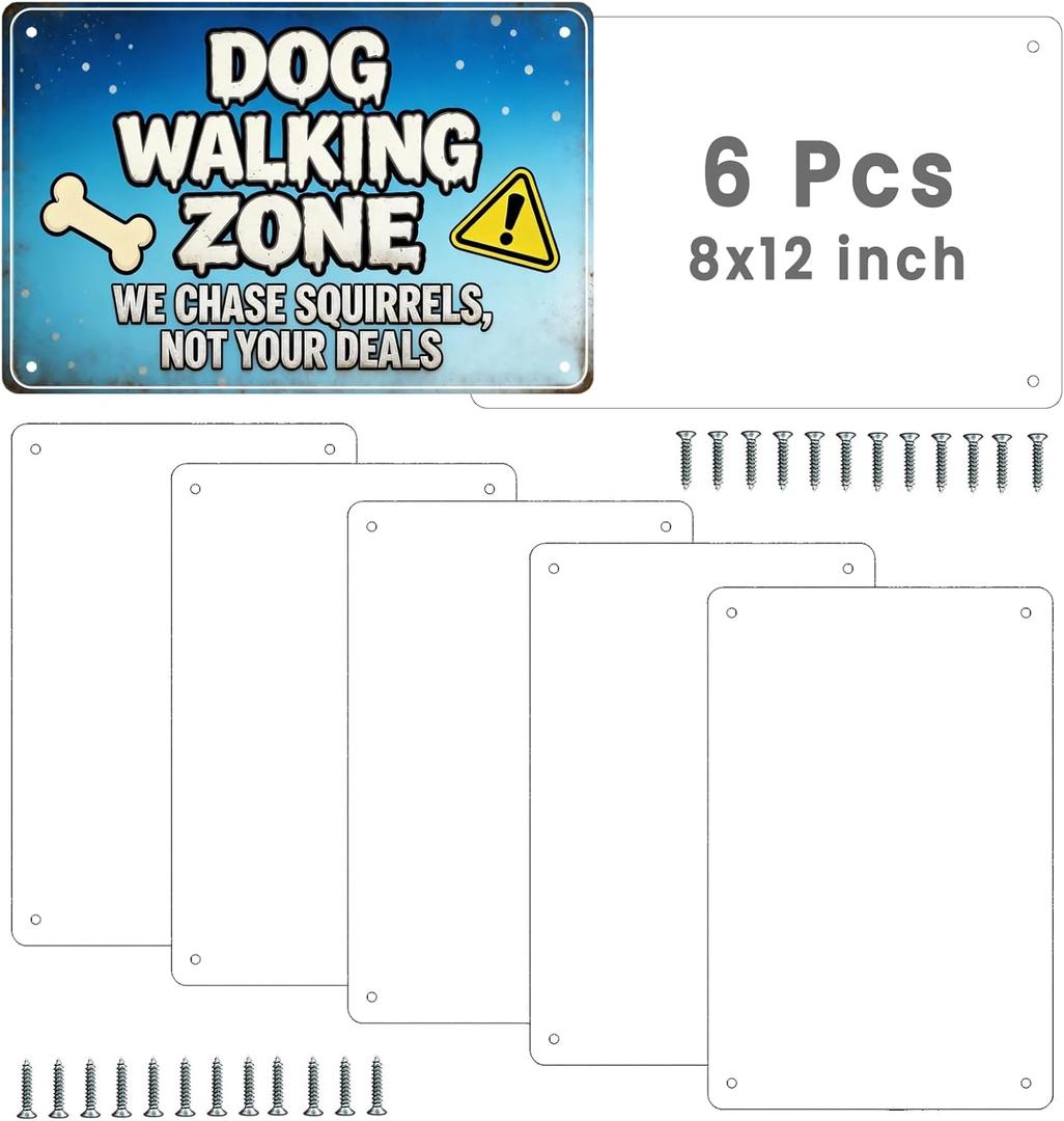 6 Pcs 8"x12" Sublimation Metal Sign Blanks, 0.65mm Aluminum Signs Blanks Bulk Products, Metal Sublimation Aluminum Sheets with Holes for DIY Photo Yard Sign Home Wall Decor