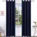 Pickluc Deep Navy Blackout Curtains 96 Inch Length 2 Panel Set, Solid Grommet Drapes for Bedroom or Living Room, Light Blocking and Thermal Insulated, 52W x 96L