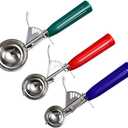 Cookie Scoop Set of 3 With Plastic Handle, Ice Cream Scoop with Trigger, Size Large2.49 Inch- Medium1.97 Inch- Small1.58 Inch Size Polishing 18/8 Stainless Steel Cupcake Scoop