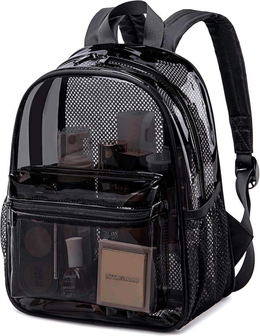 Clear Mini Backpack Stadium Events 12x12x6 Small Transparent Backpacks Plastic See Through Bag for Work Festival Security Travel
