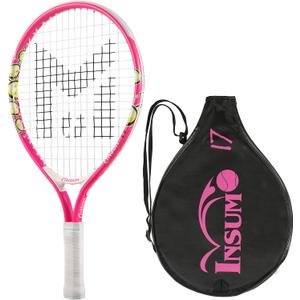17-25 inch Kids Tennis Racket for Aged 2~12 Starter, Multi-Color & Size Toddlers Tennis Racket for Boys & Girls Beginner, Come with Shoulder Cover Bag for Carry (Pink)